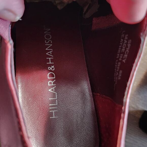 Hillard & Hanson Spice Burgundy Leather Square Toe Retro Ankle Book Size 8M - Picture 6 of 7
